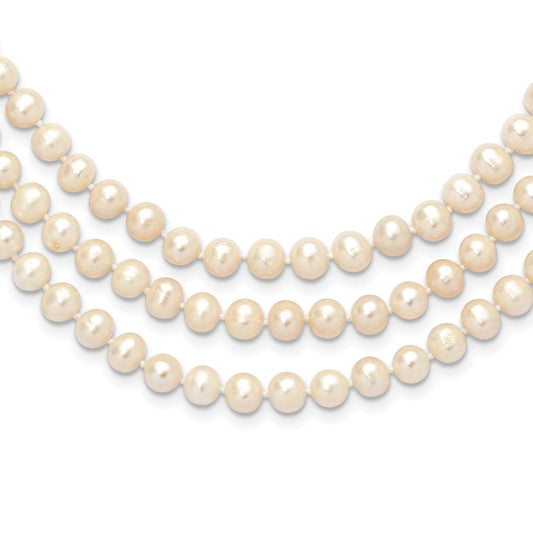 7-8mm White Near-Round Freshwater Cultured Pearl 76 inch Slip on Necklace