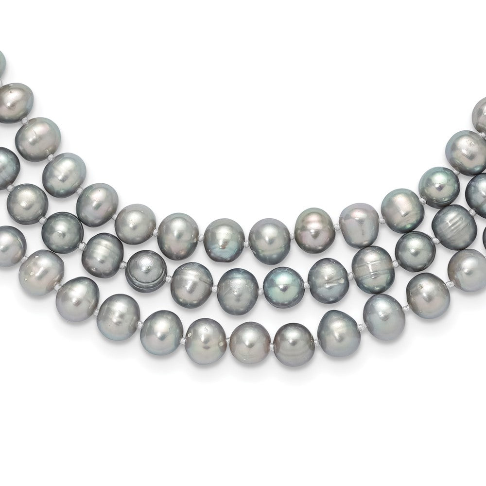 7-8mm Grey Near-Round Freshwater Cultured Pearl 76 inch Slip on Necklace