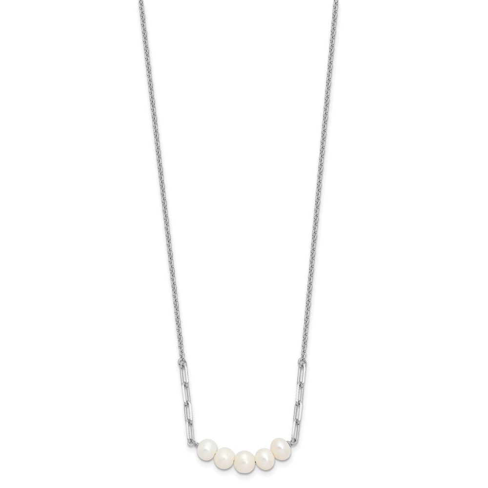 Sterling Silver RH-plated 6mm FWC Pearl 16in w/2in ext Necklace