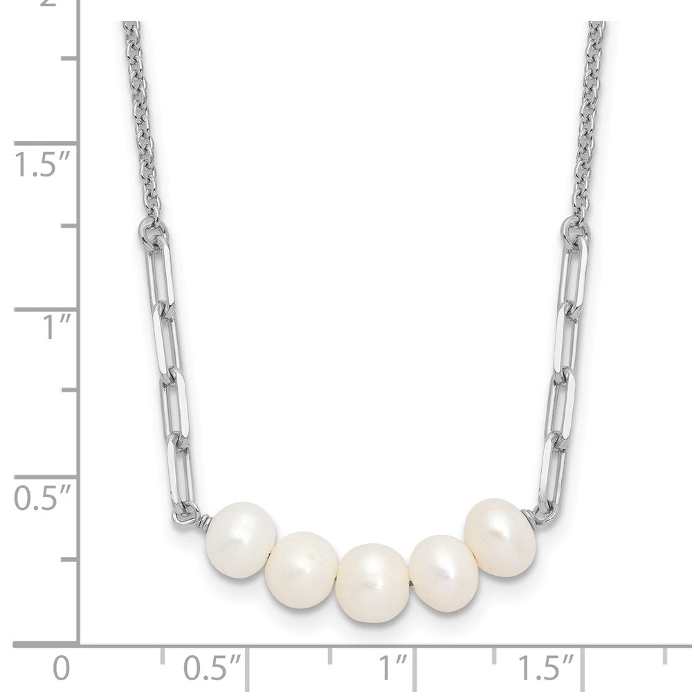 Sterling Silver RH-plated 6mm FWC Pearl 16in w/2in ext Necklace