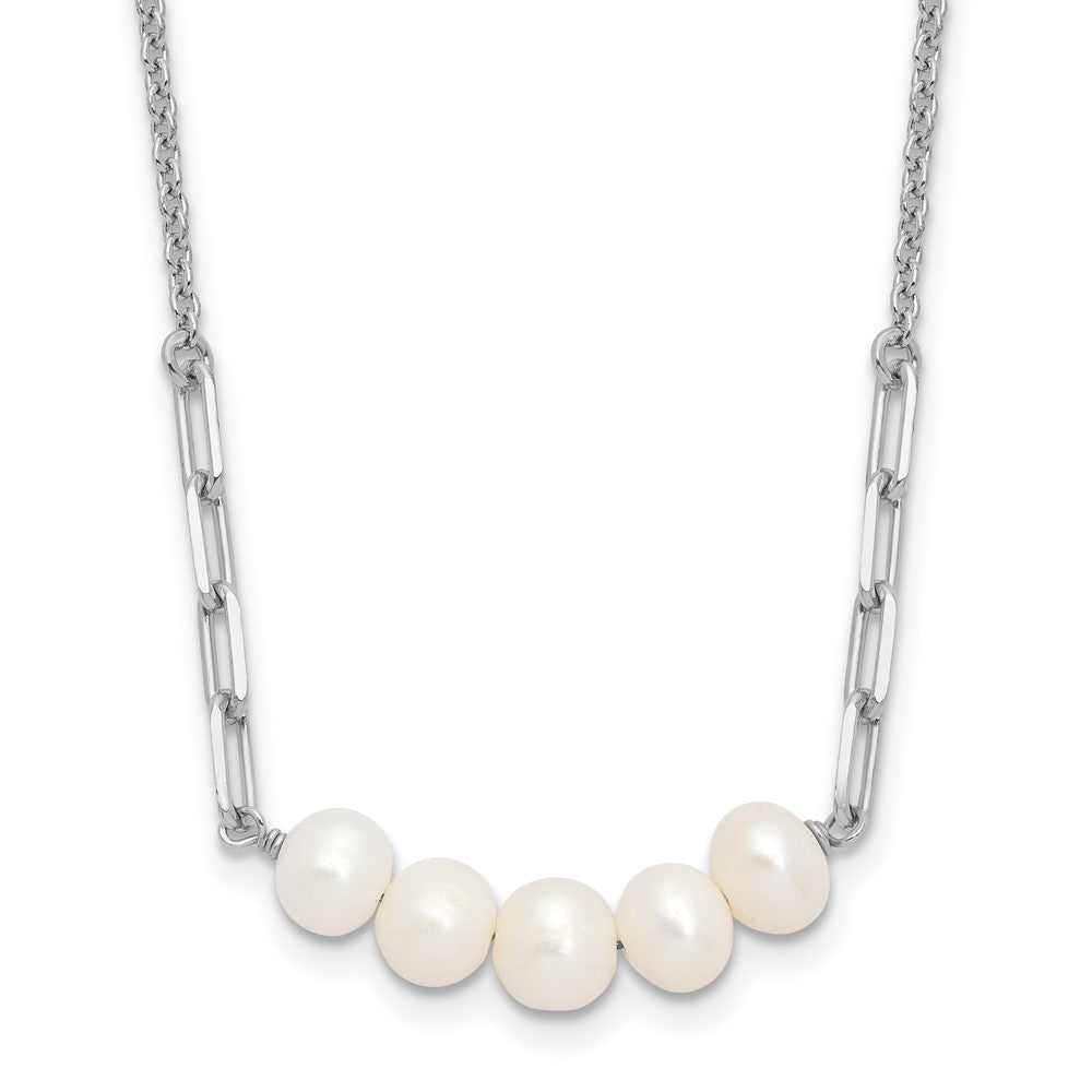 Sterling Silver RH-plated 6mm FWC Pearl 16in w/2in ext Necklace