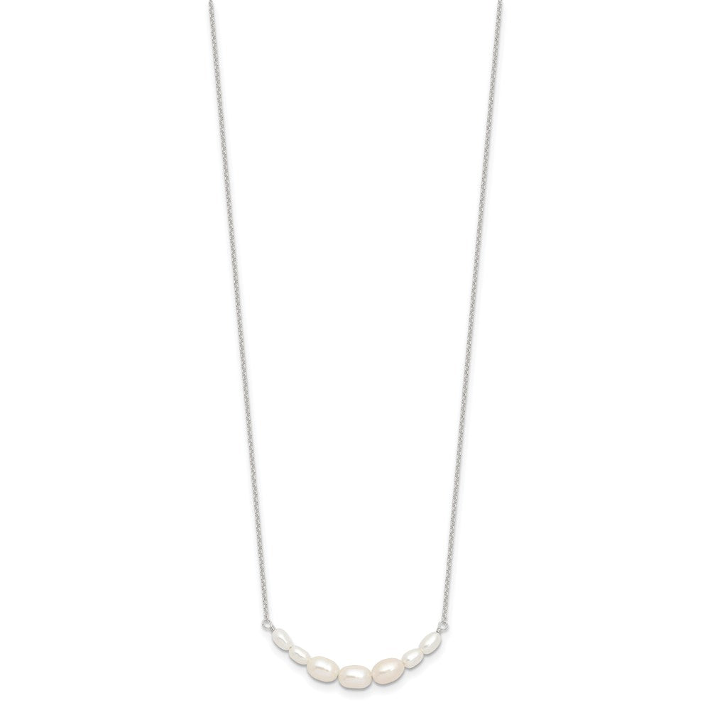 Sterling Silver E-coated Freshwater Cultured Pearl 18in w/2in ext Necklace