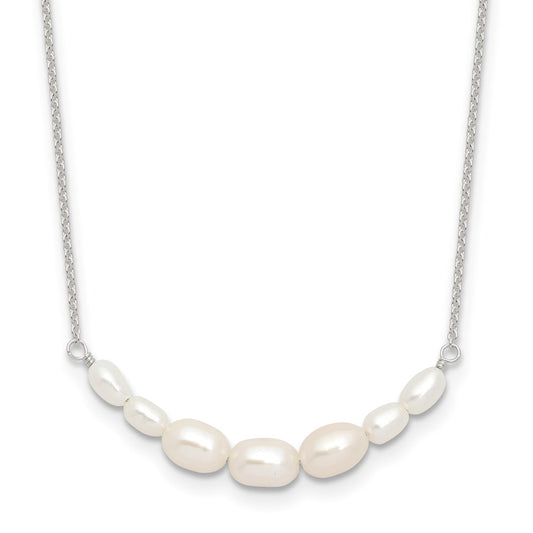 Sterling Silver E-coated Freshwater Cultured Pearl 18in w/2in ext Necklace