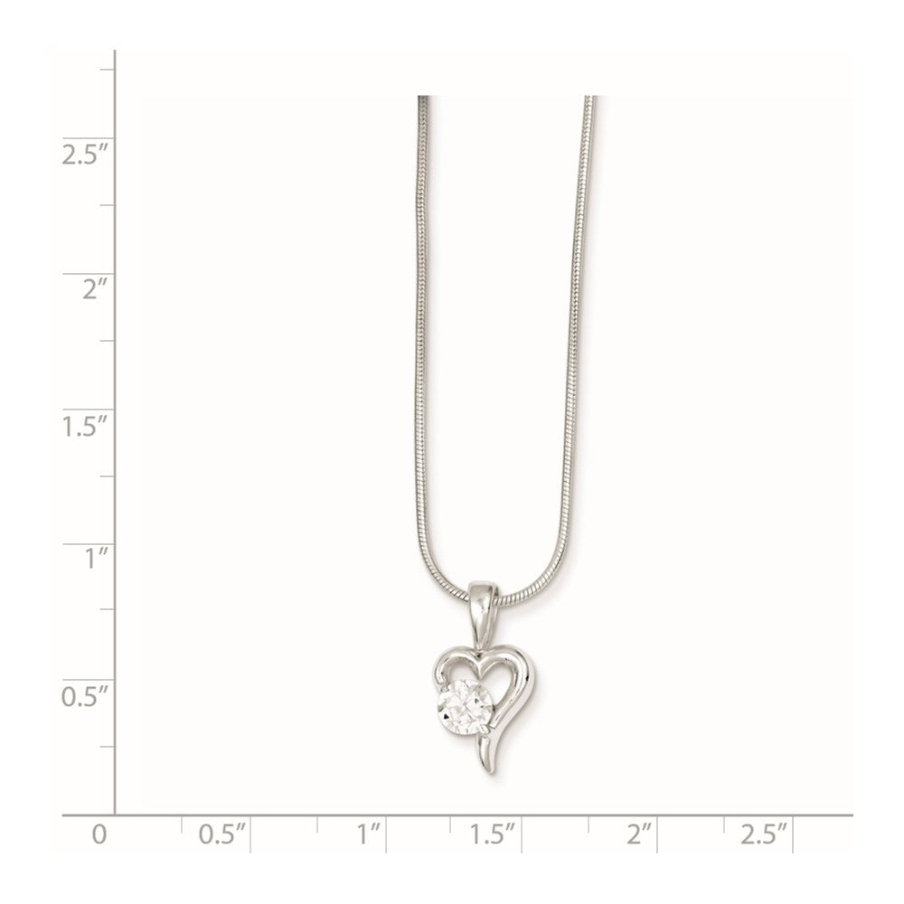 Sterling Silver CZ Heart Pendant Necklace