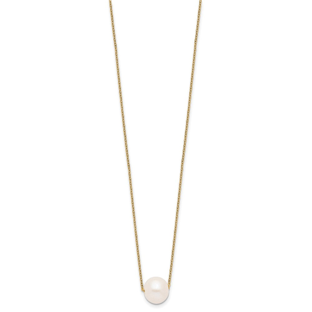 Sterling Silver Gold-tone 10-11mm White Near-Round Freshwater Cultured Pearl 17 inch Necklace