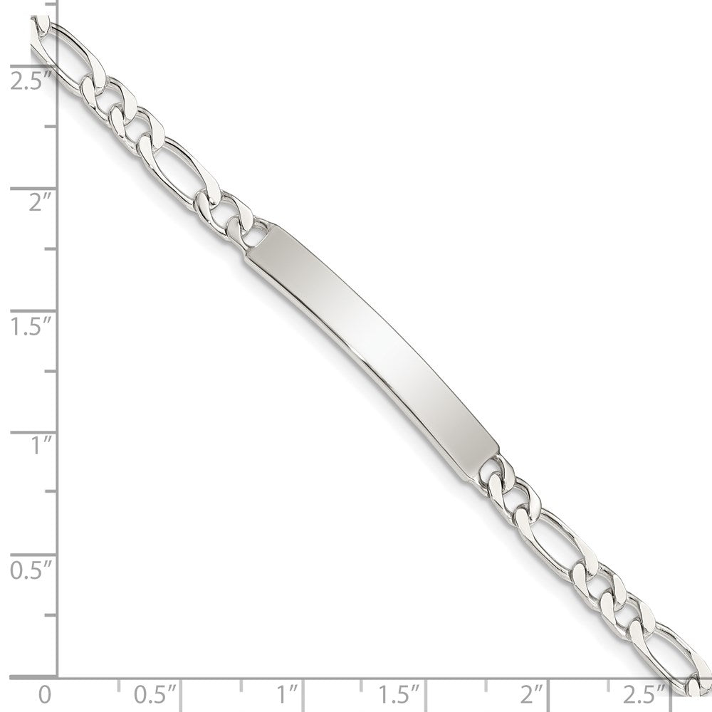 Sterling Silver 8inch Polished Engraveable Figaro Link ID Bracelet
