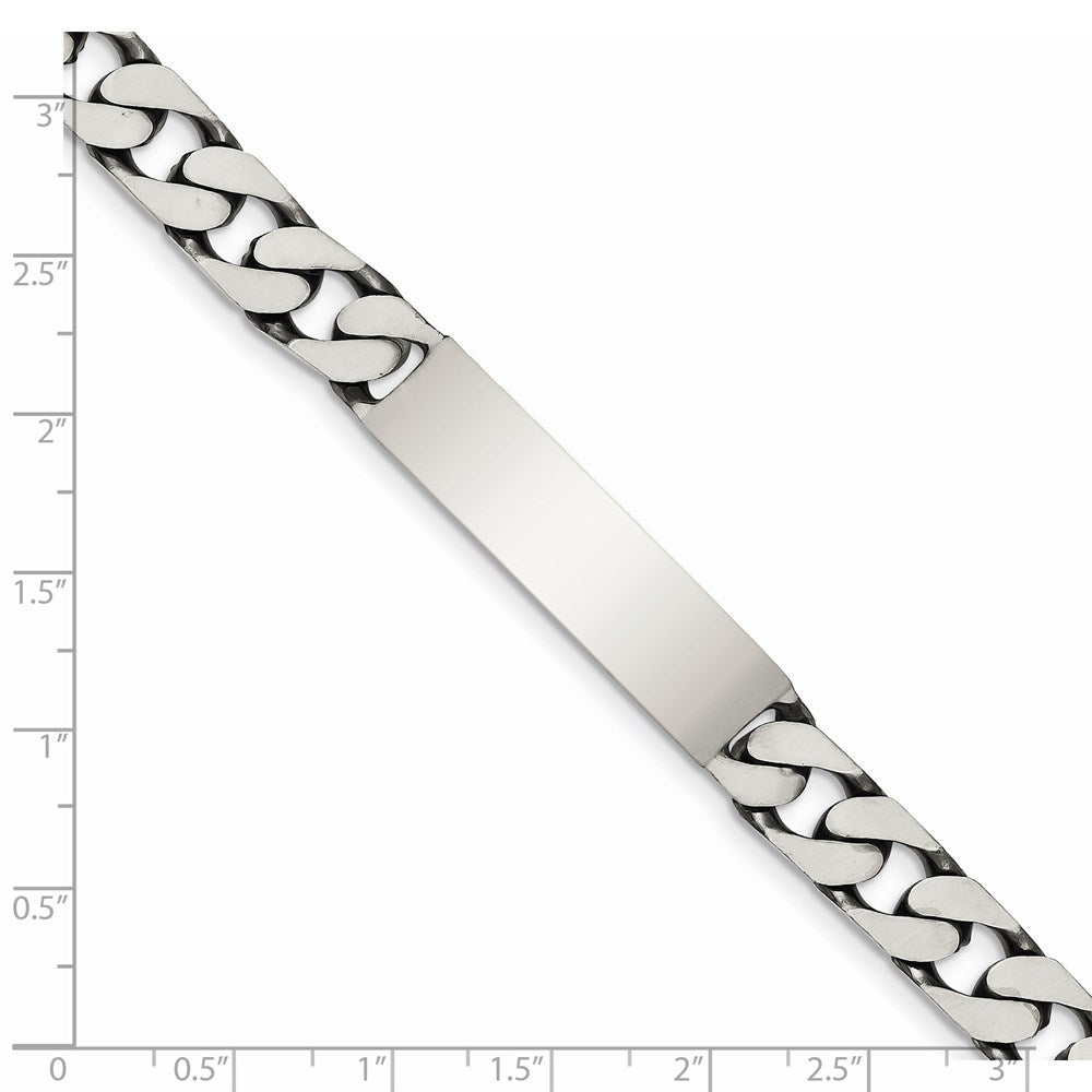 Sterling Silver 8.5inch Engraveable Antiqued Curb Link ID Bracelet