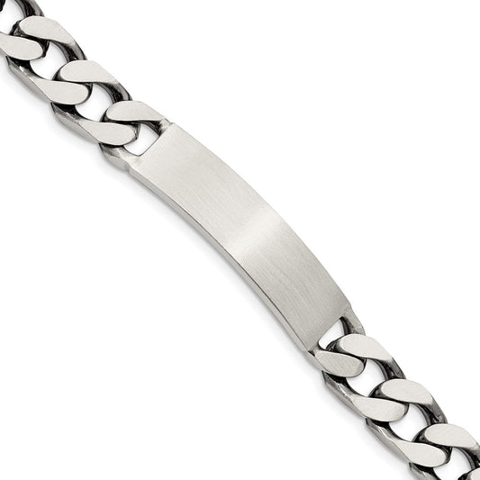 Sterling Silver 8.5inch Engraveable Antiqued Curb Link ID Bracelet