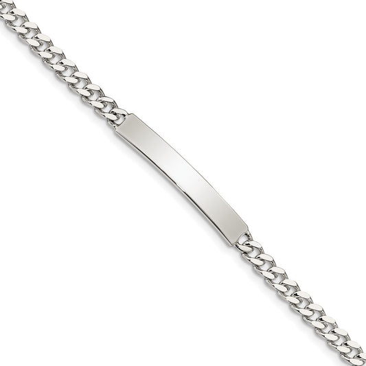 Sterling Silver 8inch Polished Engraveable Curb Link ID Bracelet