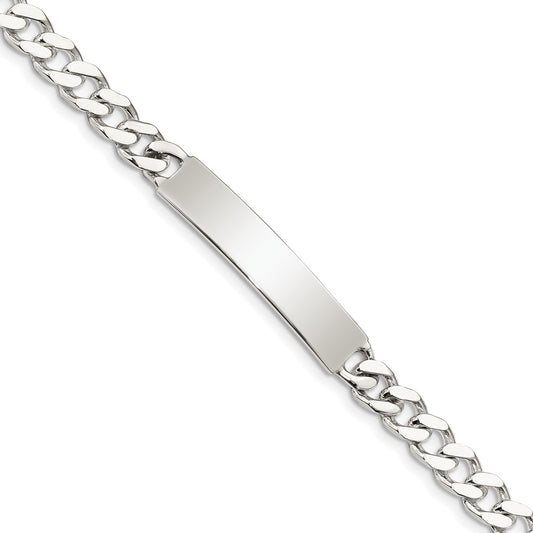 Sterling Silver 8inch Polished Engraveable Curb Link ID Bracelet