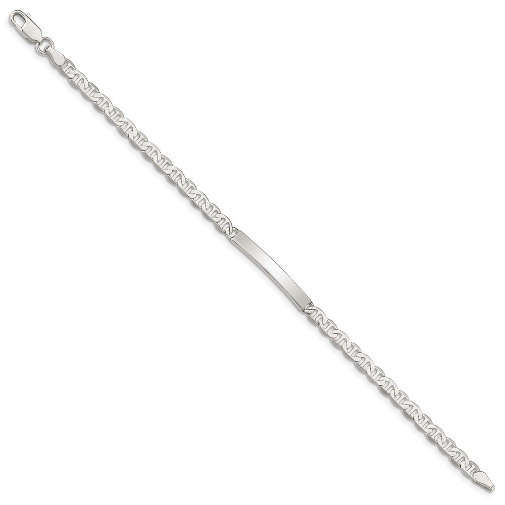 Sterling Silver Polished Engraveable Anchor Link ID Bracelet