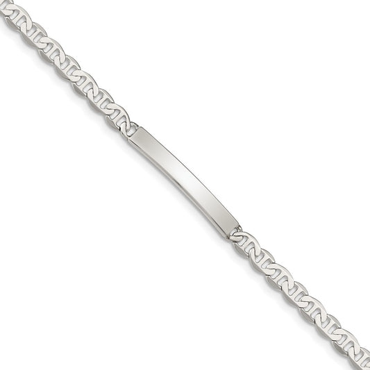 Sterling Silver Polished Engraveable Anchor Link ID Bracelet