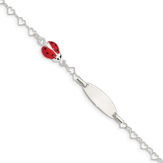 Sterling Silver Polished Bug Engraveable ID Bracelet