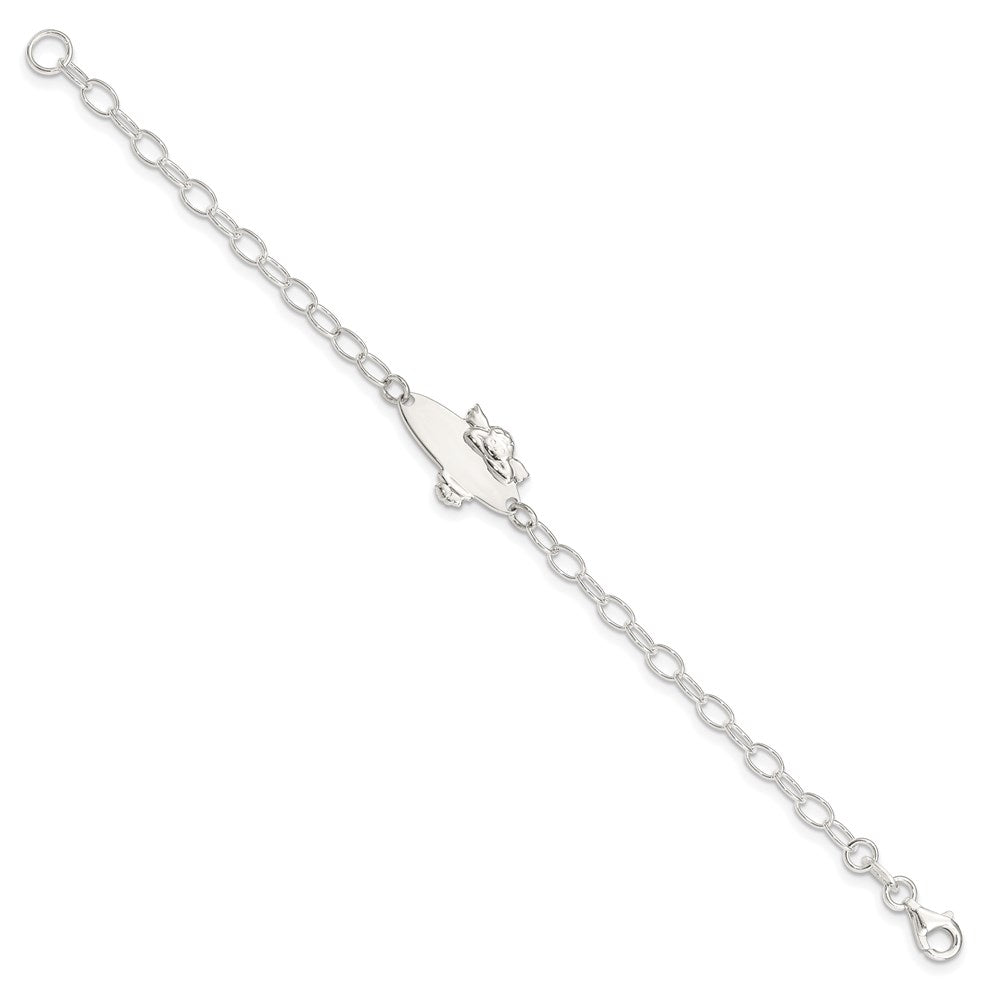 Sterling Silver Polished Angel Engraveable ID Bracelet