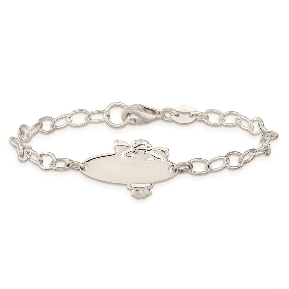 Sterling Silver Polished Angel Engraveable ID Bracelet