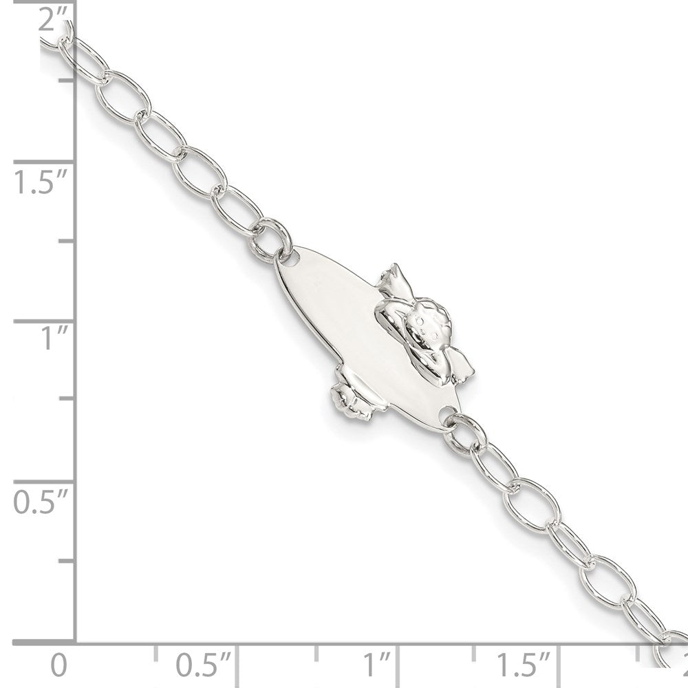 Sterling Silver Polished Angel Engraveable ID Bracelet
