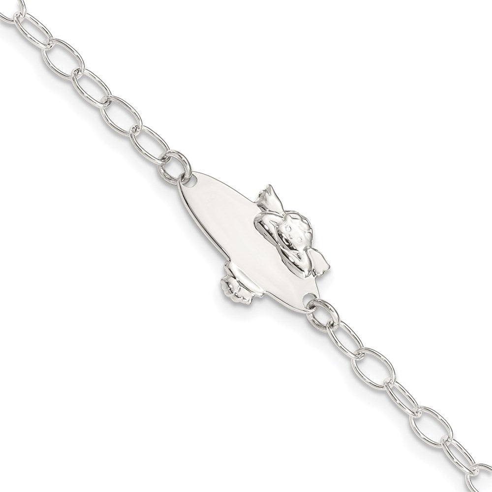 Sterling Silver Polished Angel Engraveable ID Bracelet