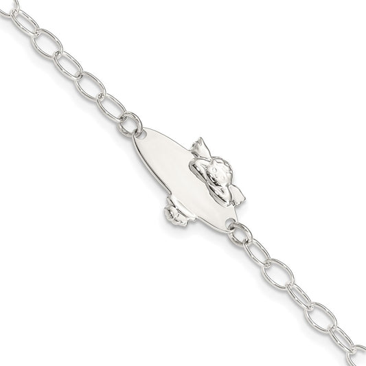 Sterling Silver Polished Angel Engraveable ID Bracelet