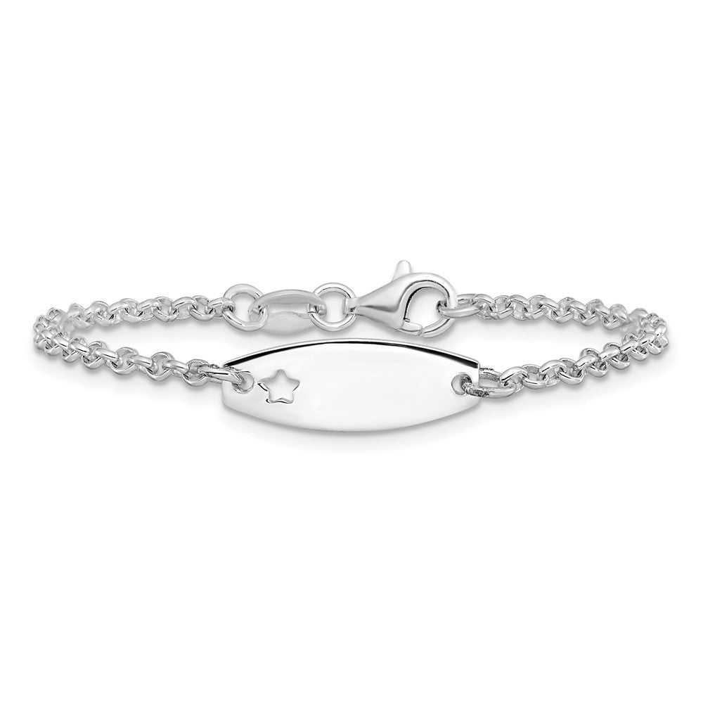 Sterling Silver Polished ID with Star Bracelet