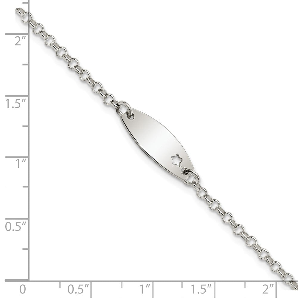 Sterling Silver Polished ID with Star Bracelet