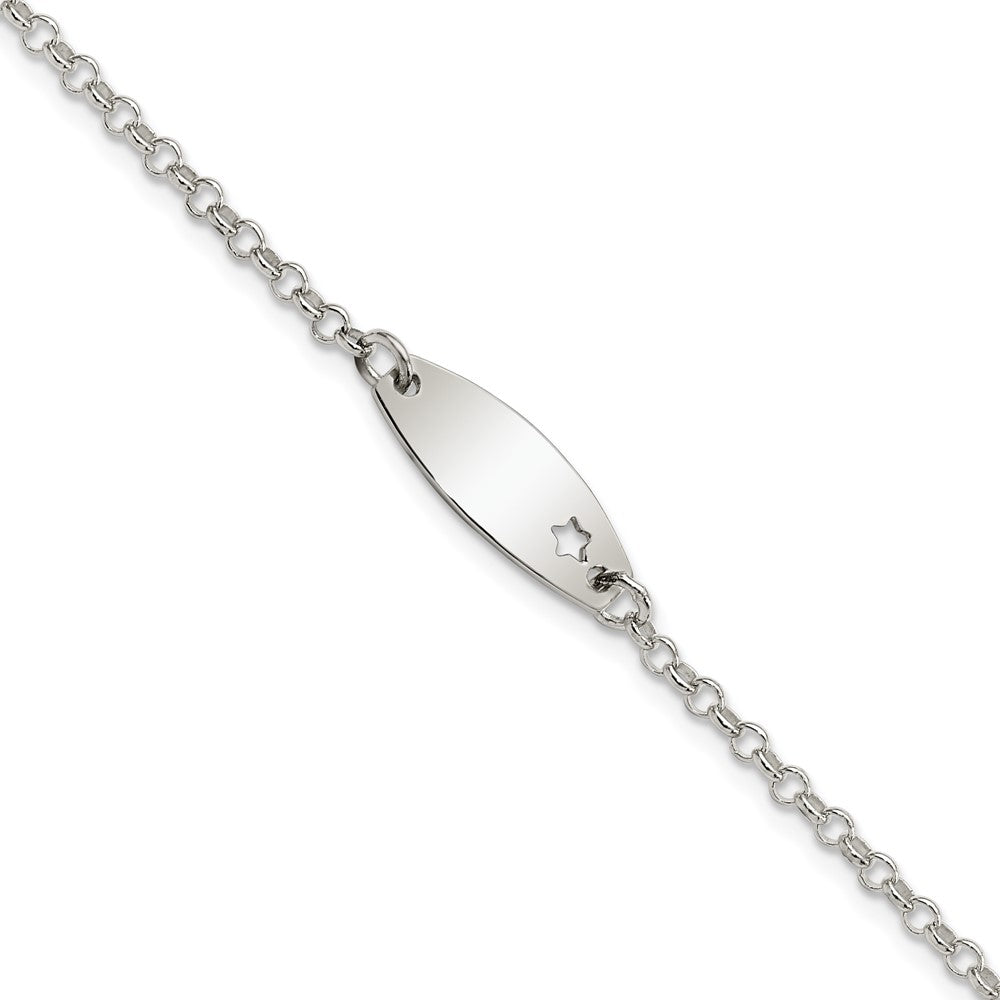 Sterling Silver Polished ID with Star Bracelet