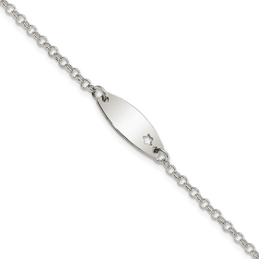Sterling Silver Polished ID with Star Bracelet