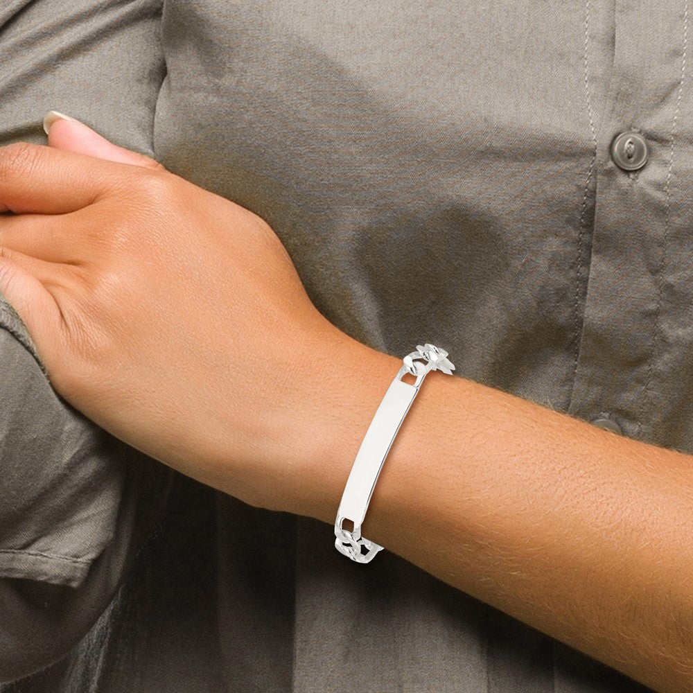 Sterling Silver 7in Figaro ID Bracelet