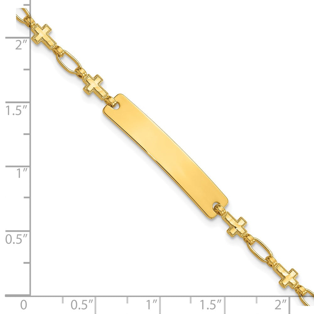 Sterling Silver Gold-tone 6.25 inch Cross Children's ID Bracelet