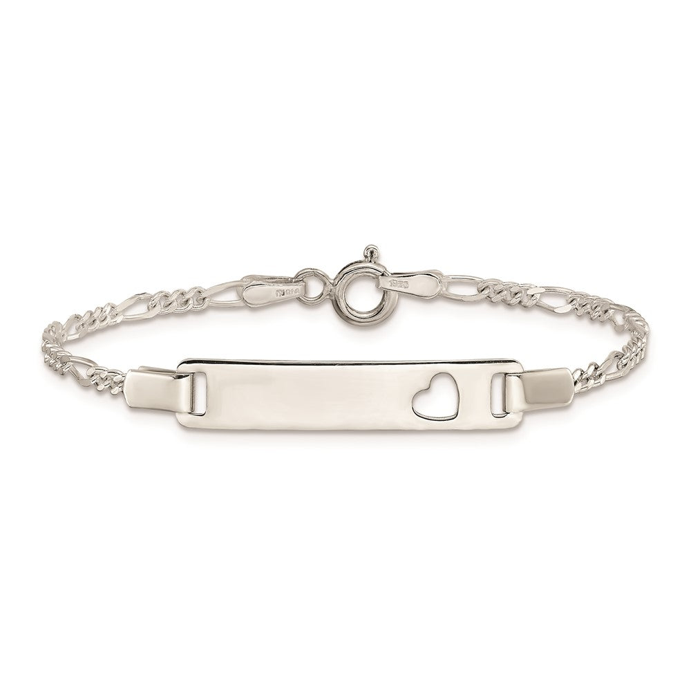 Sterling Silver ID with Cut-out Heart Bracelet