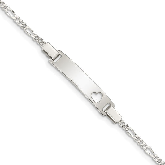 Sterling Silver ID with Cut-out Heart Bracelet