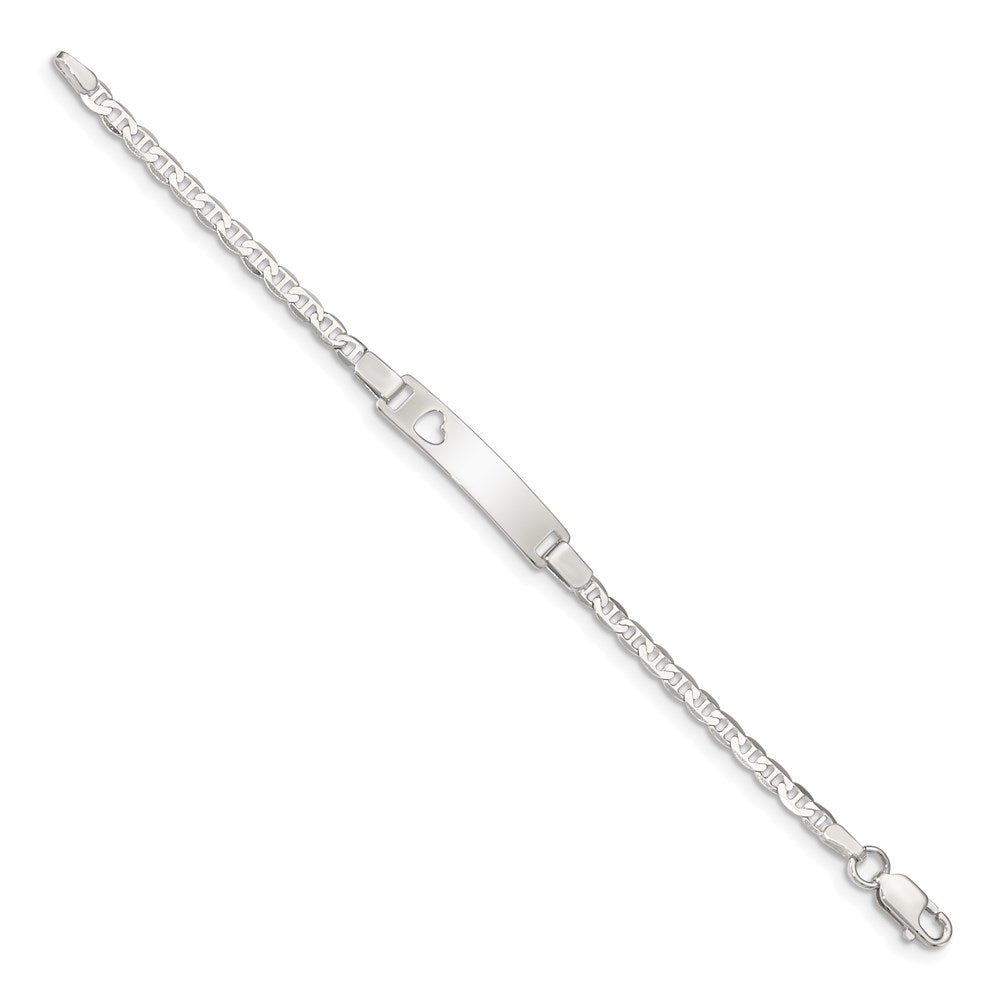 Sterling Silver ID with Cut-out Heart Bracelet