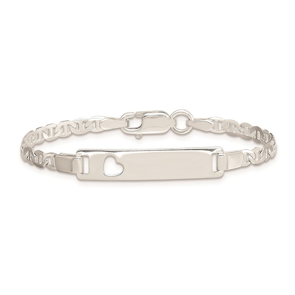 Sterling Silver ID with Cut-out Heart Bracelet