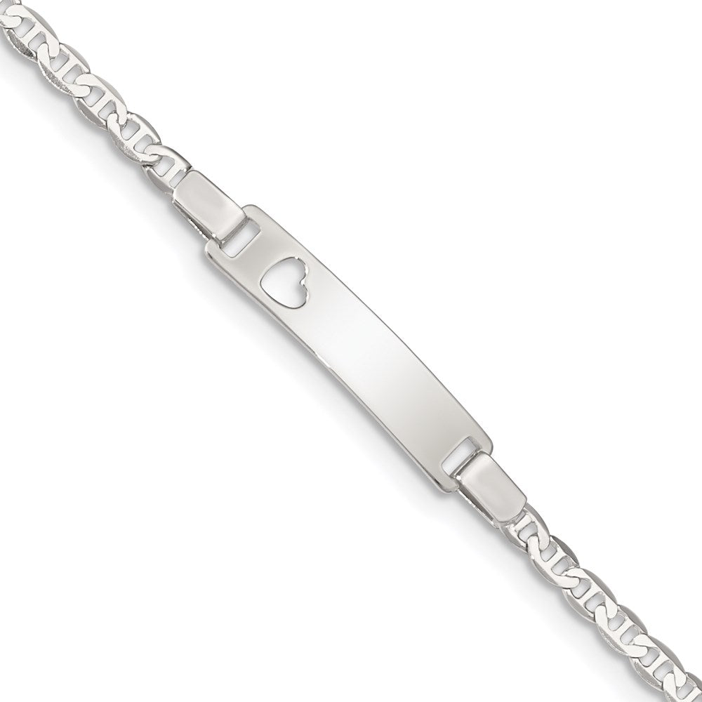 Sterling Silver ID with Cut-out Heart Bracelet