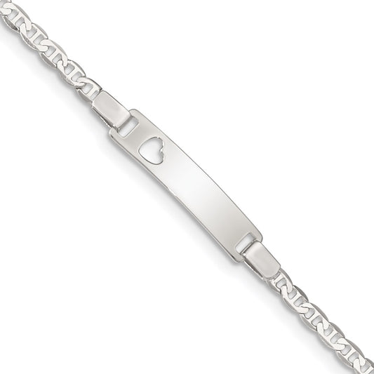 Sterling Silver ID with Cut-out Heart Bracelet