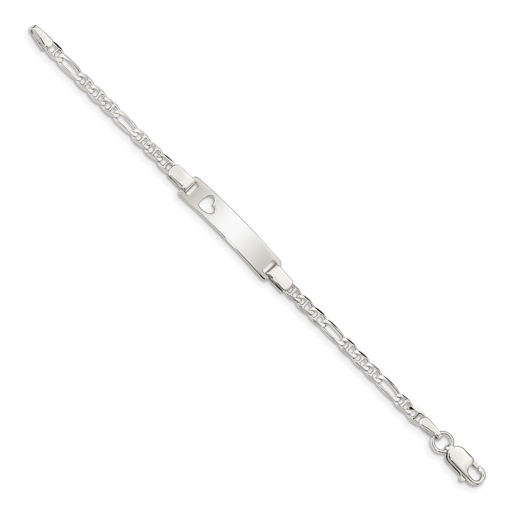 Sterling Silver ID with Cut-out Heart Bracelet
