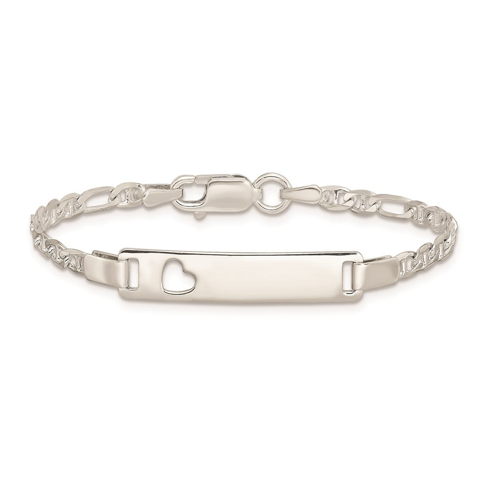Sterling Silver ID with Cut-out Heart Bracelet