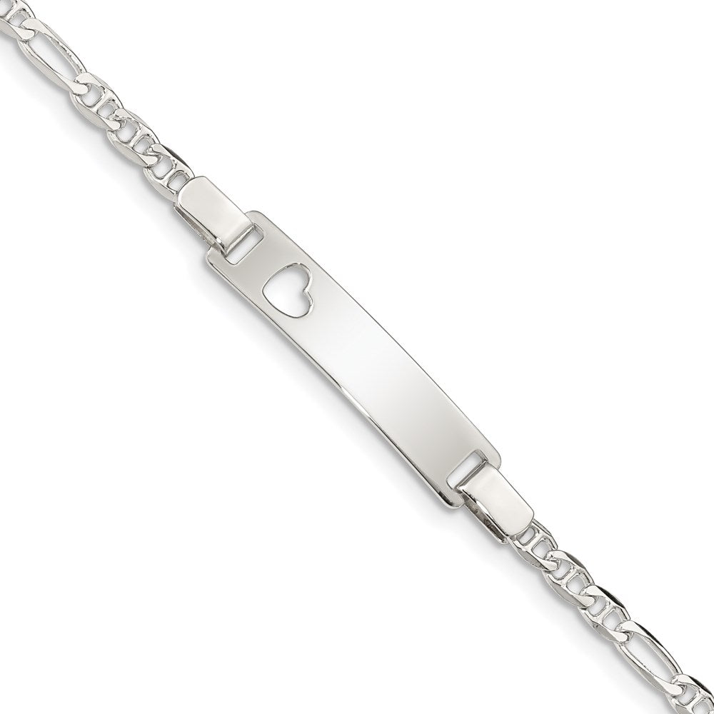 Sterling Silver ID with Cut-out Heart Bracelet