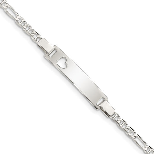 Sterling Silver ID with Cut-out Heart Bracelet