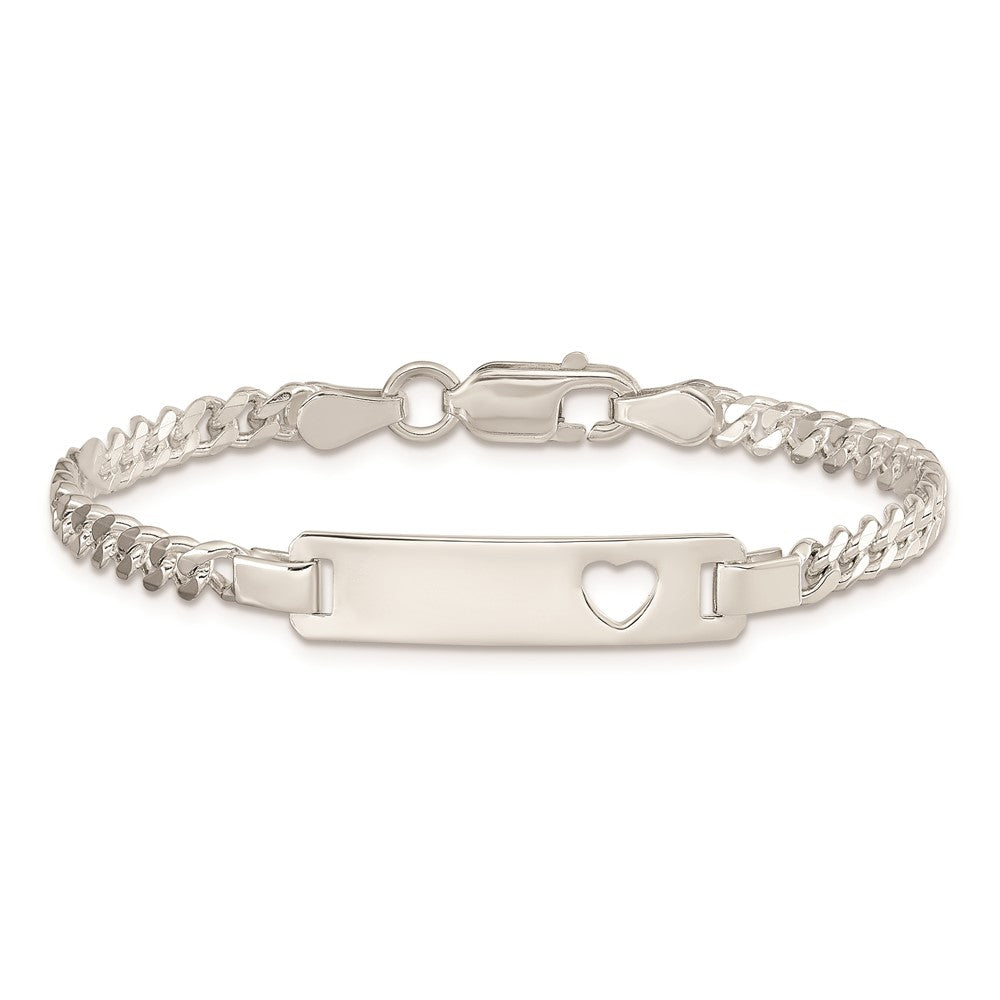 Sterling Silver ID with Cut-out Heart Bracelet