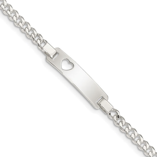 Sterling Silver ID with Cut-out Heart Bracelet