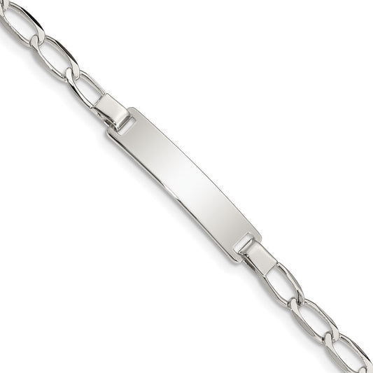 Sterling Silver 6inch Polished Engraveable ID Bracelet
