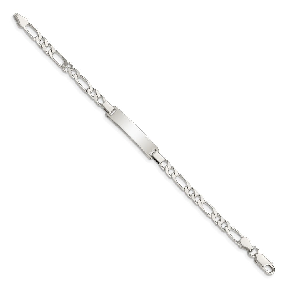 Sterling Silver Engraveable ID on Figaro Link Bracelet
