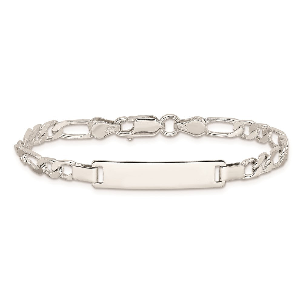 Sterling Silver Engraveable ID on Figaro Link Bracelet