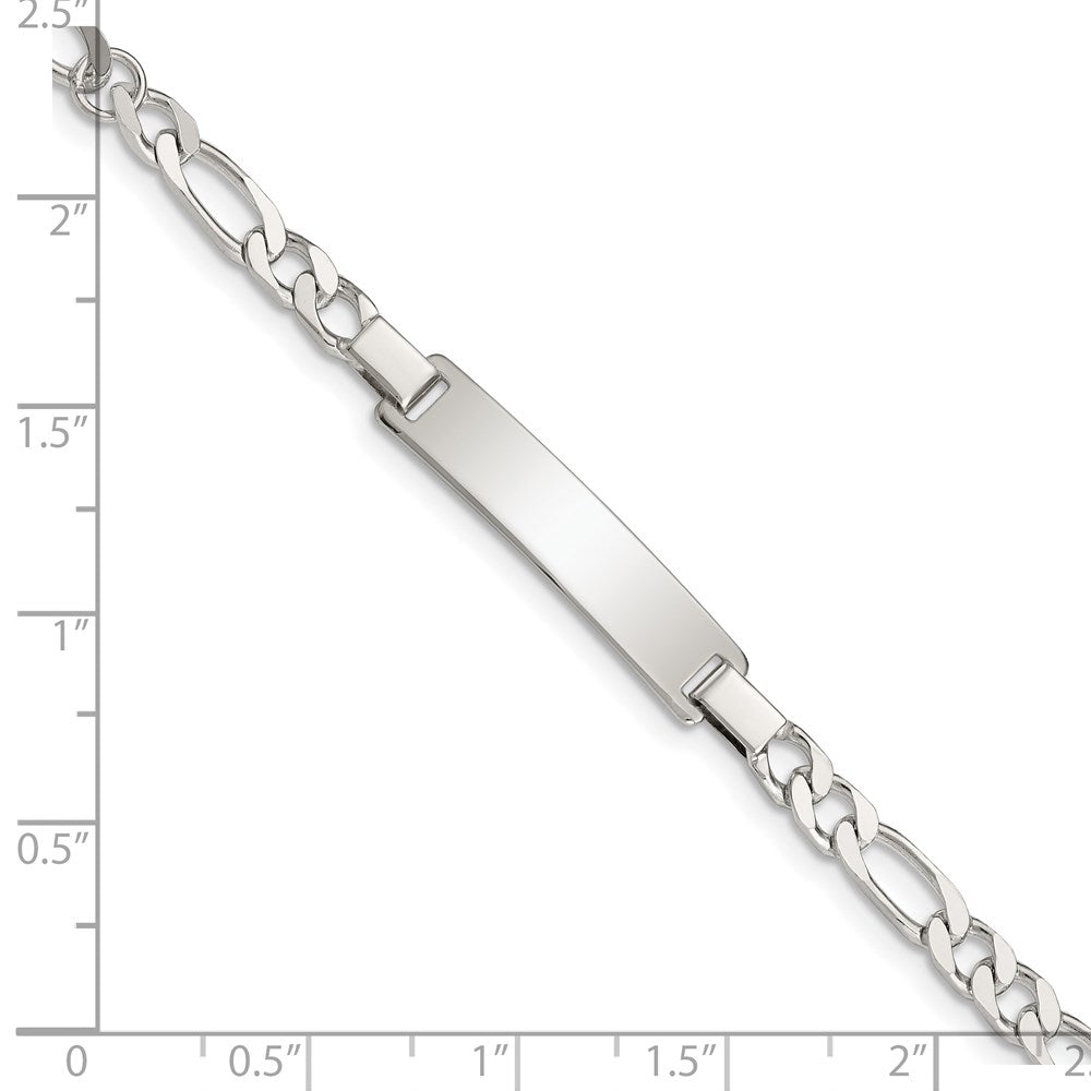 Sterling Silver Engraveable ID on Figaro Link Bracelet