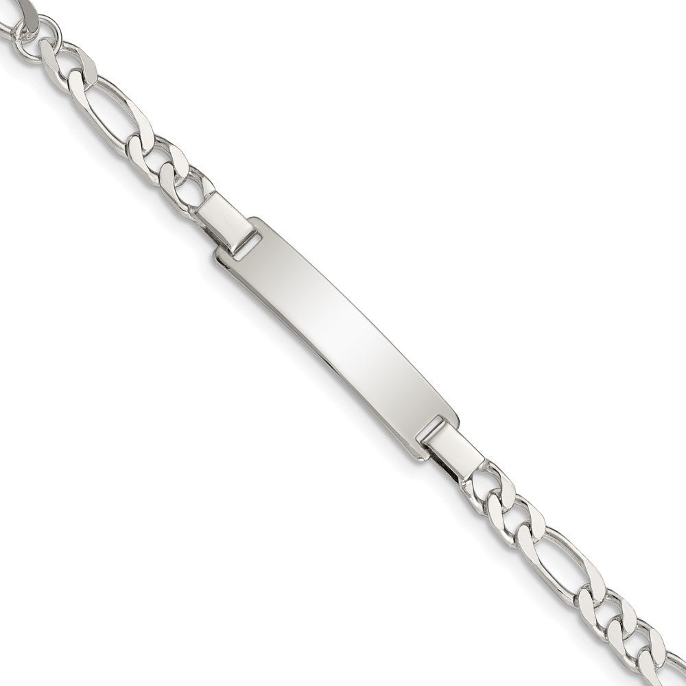 Sterling Silver Engraveable ID on Figaro Link Bracelet