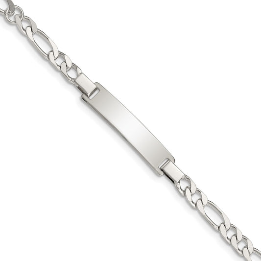 Sterling Silver Engraveable ID on Figaro Link Bracelet