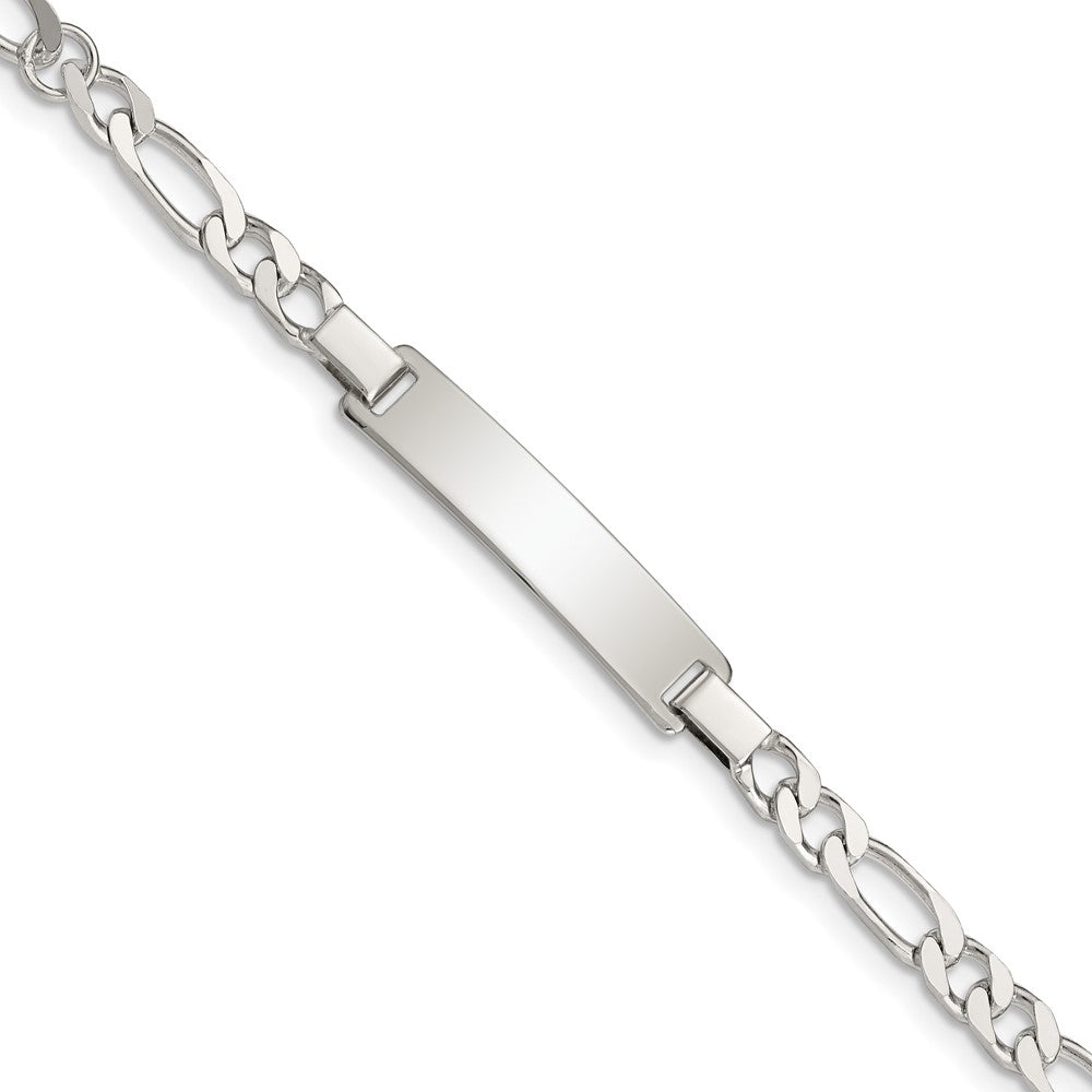 Sterling Silver Engraveable ID on Figaro Link Bracelet