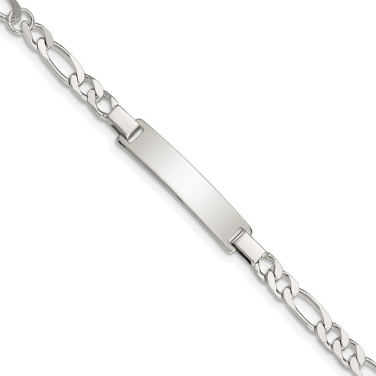 Sterling Silver Engraveable ID on Figaro Link Bracelet