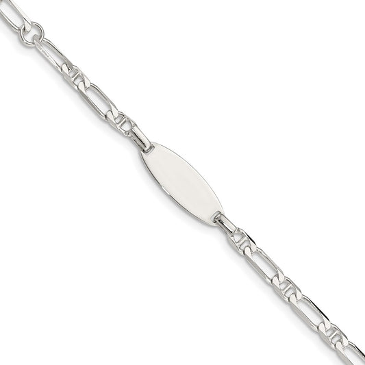 Sterling Silver Polished Engraveable 5in Plus 1in EXT ID Bracelet