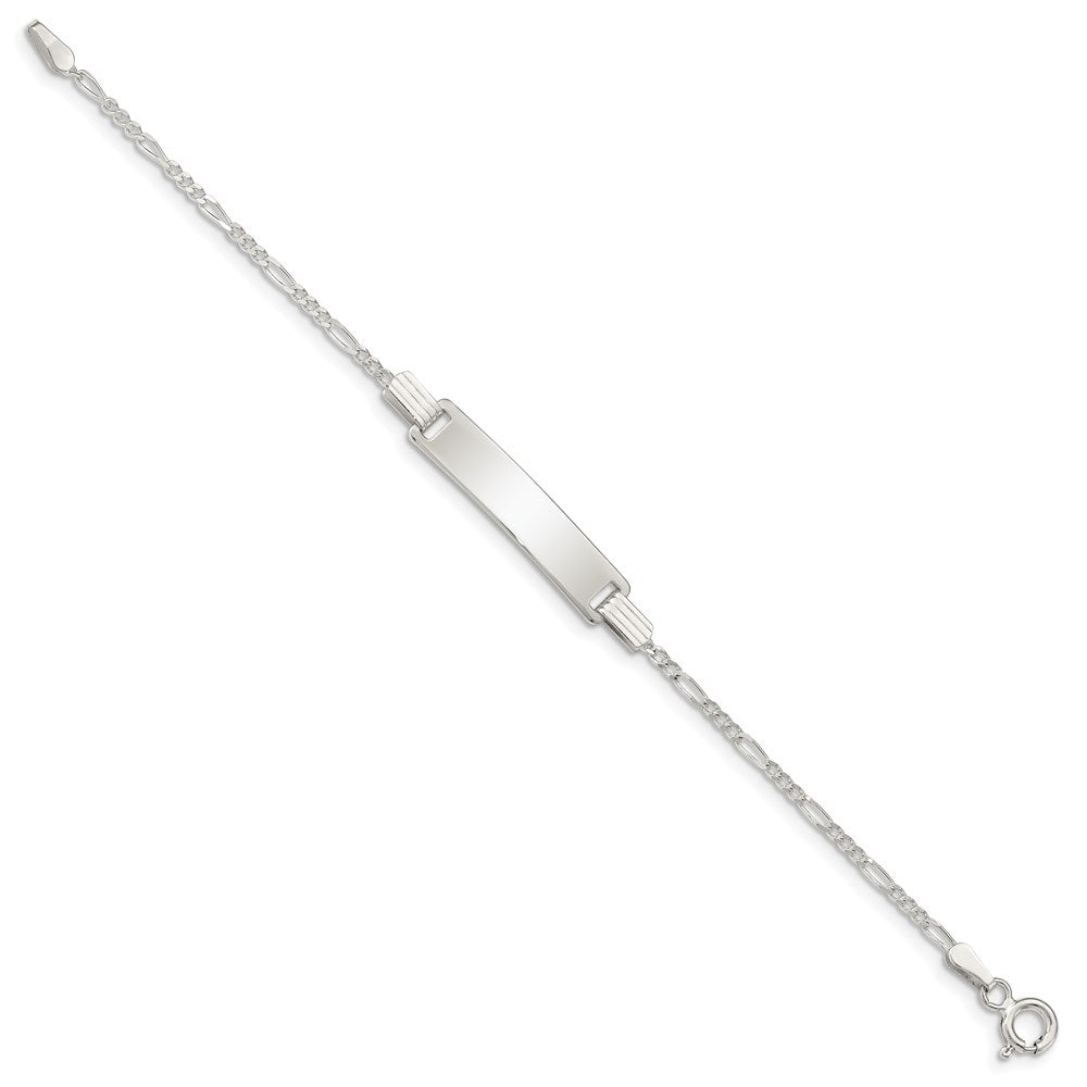 Sterling Silver Engraveable ID on Figaro Link Bracelet